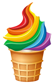 a rainbow ice cream cone